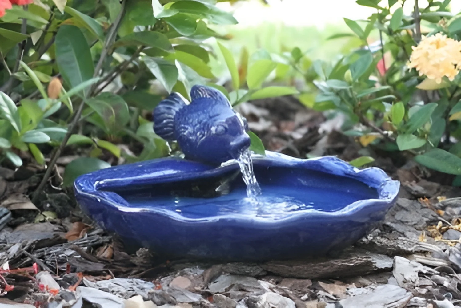 Smart Solar 21372R01 Solar Powered Koi Fountain Bowl with Pump and Filter, Blue