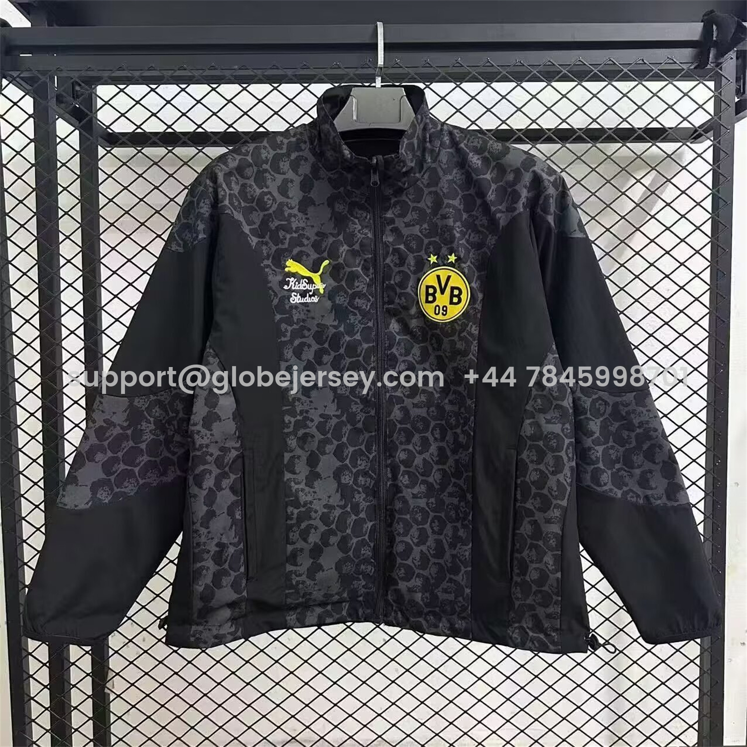 Dortmund 25-26 Black and Gray Double-Sided Training Windbreaker Jacket