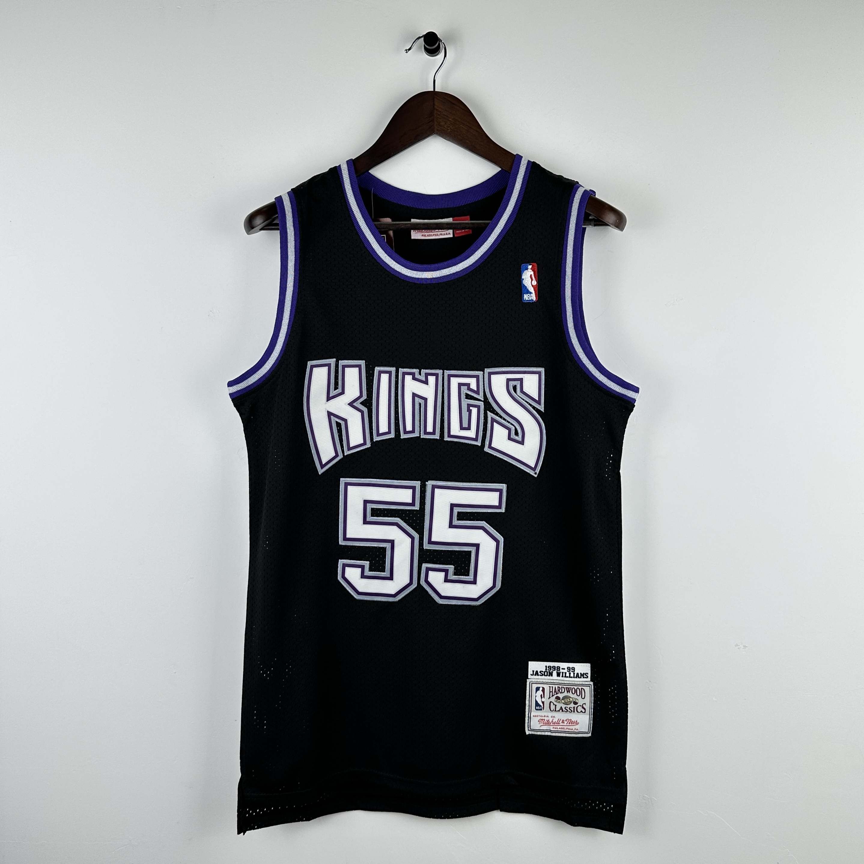 Embroidered MN Retro Jersey Kings 98/99 Season Black No. 55 Williams
