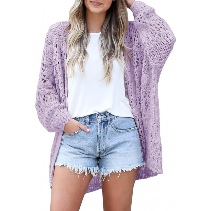 Women's Crochet Cardigan Sweater Kimonos Boho Solid