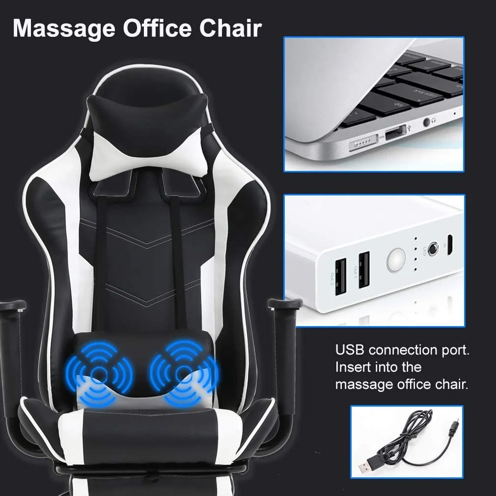 BestOffice Ergonomic Gaming Chair, Lumbar Support, Swivel Rolling for Men, Women(White)