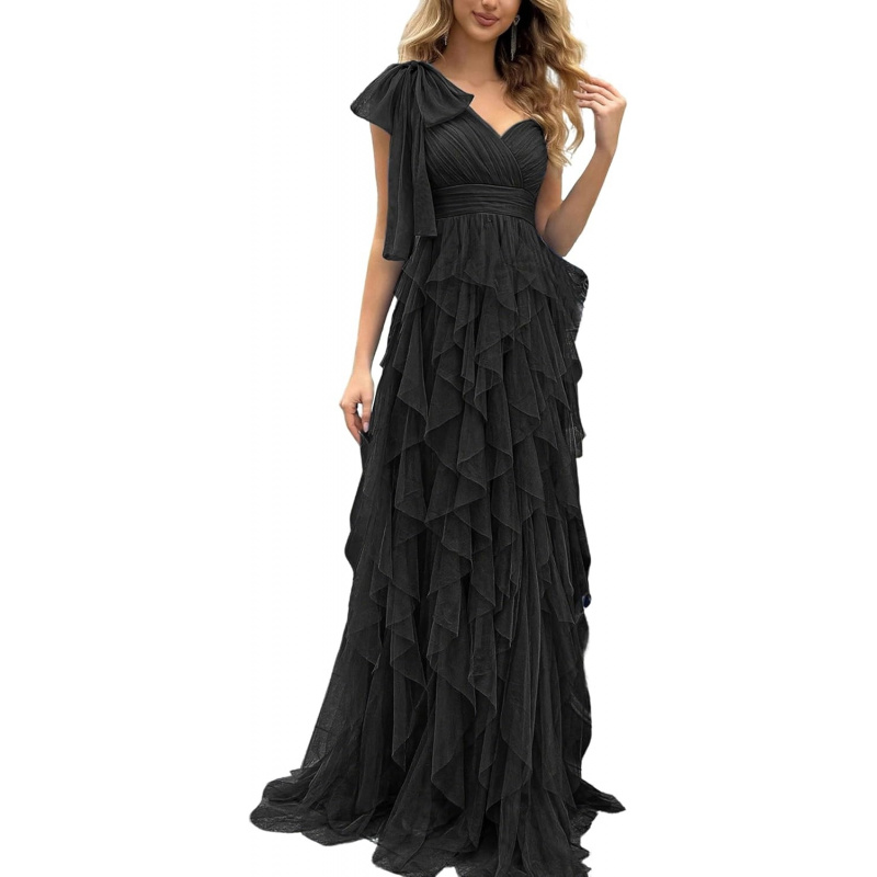 Summer Women Tulle Prom Dress Elegant Bow