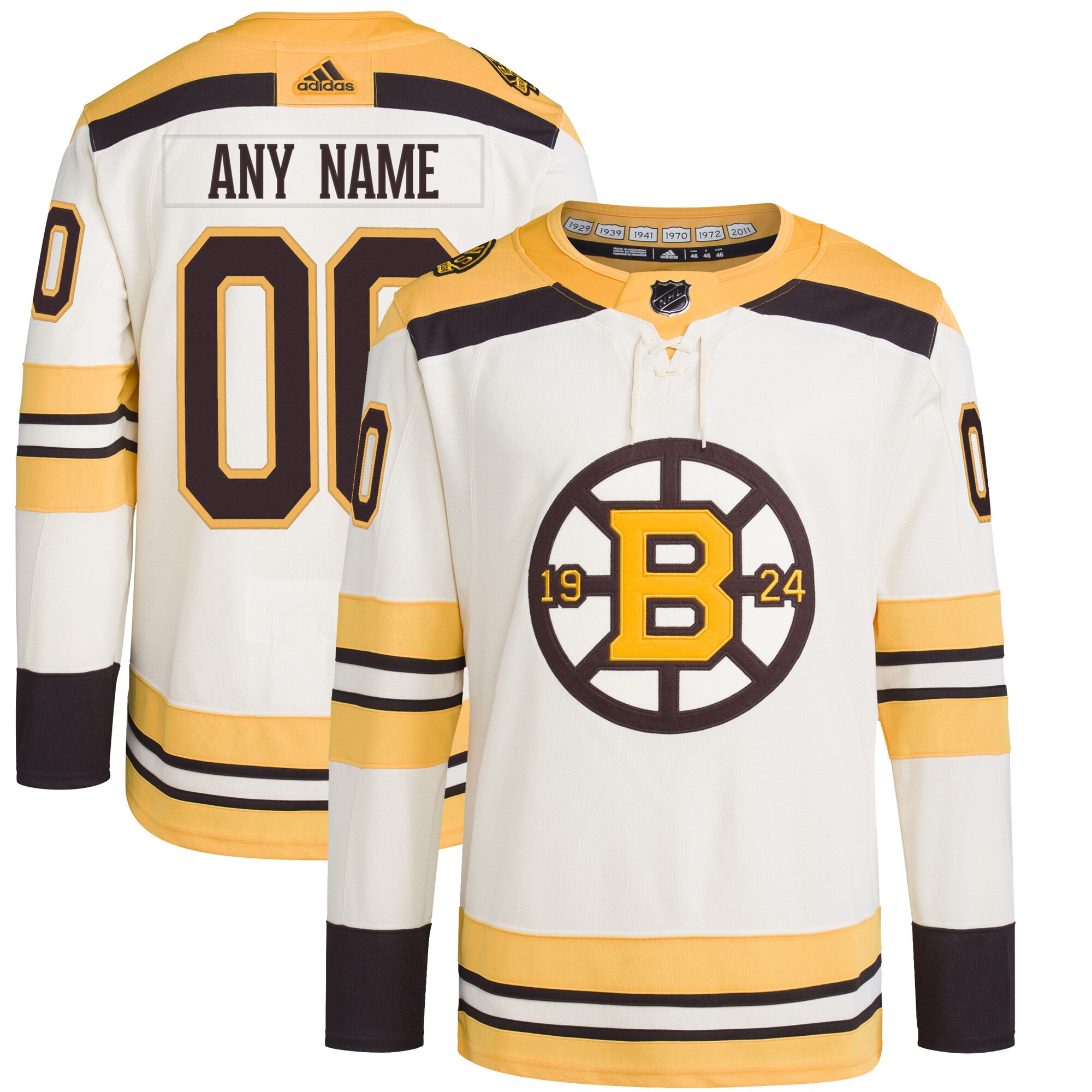 Boston Bruins    100th Anniversary Primegreen  Custom Jersey – Cream