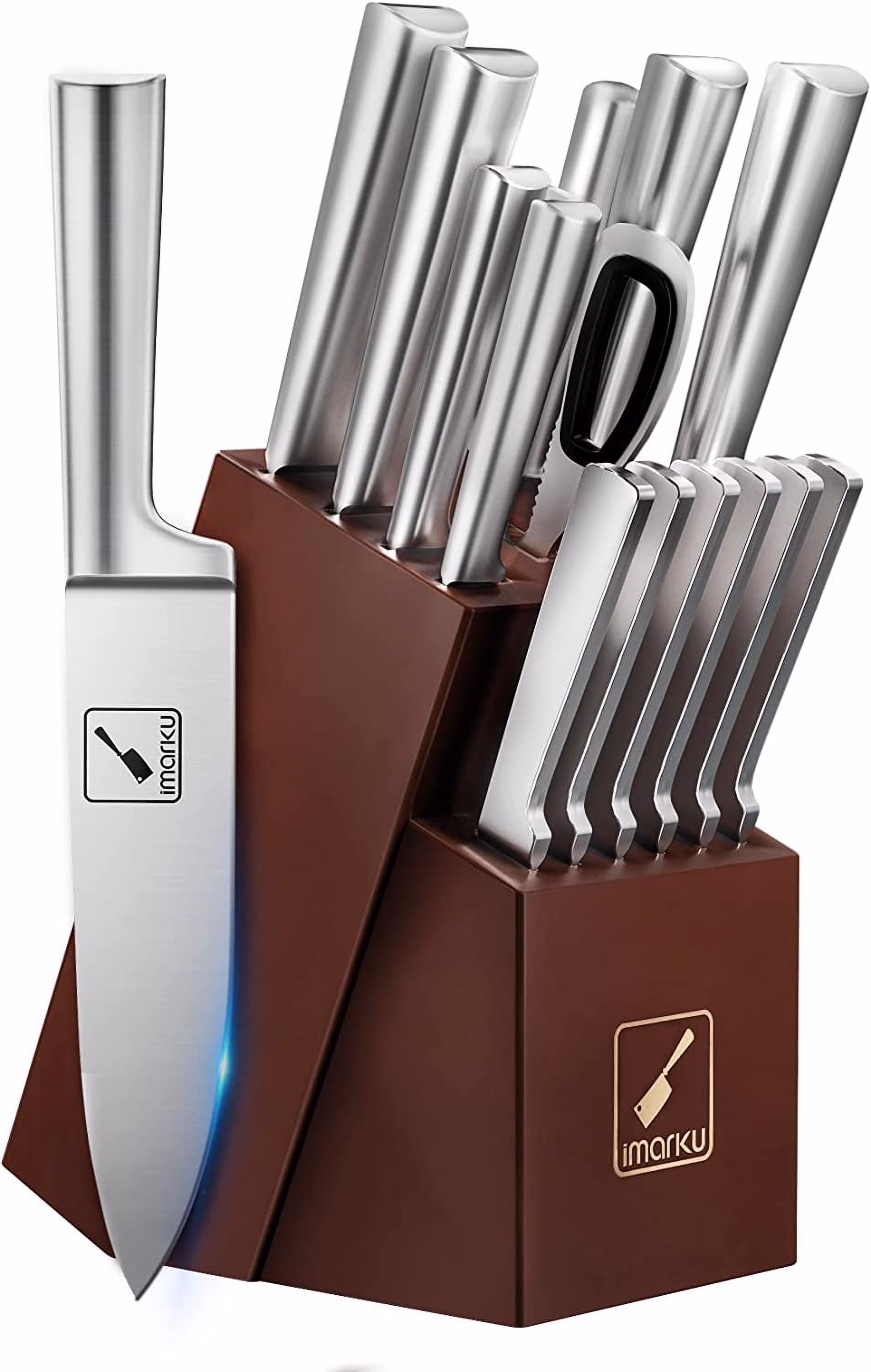 imarku | 14-Piece Knife Set High Carbon Japan Stainless Steel with Block and Sharpener