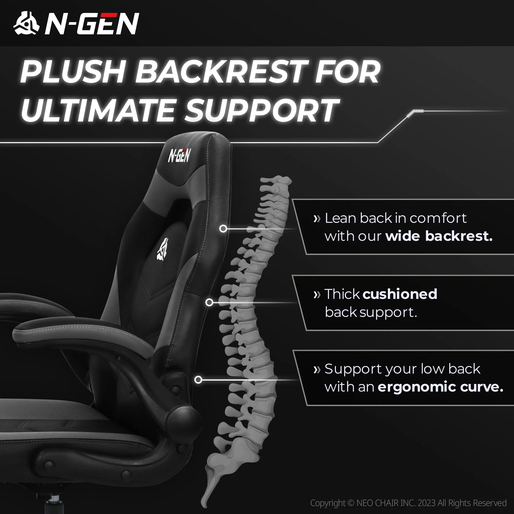 N-GEN Red Gaming Chair, Flip-up Armrest Computer Chair Ergonomic Office Chair PU Leather Desk Chair Executive Adjustable Swivel Task Chair