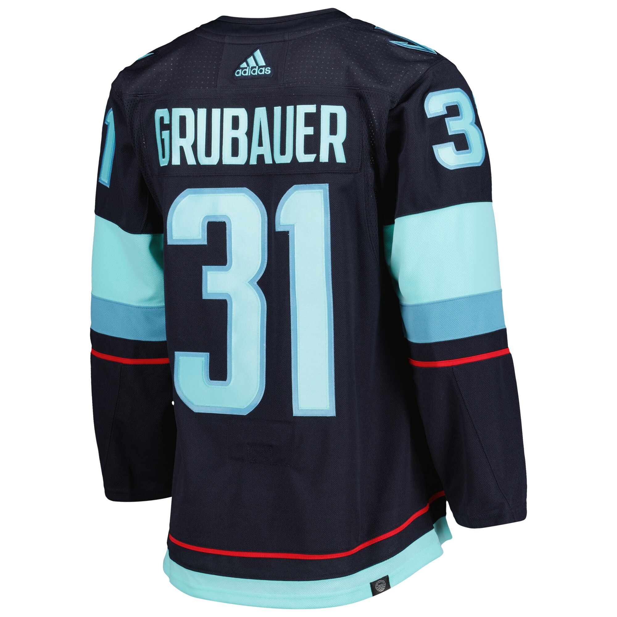 Philipp Grubauer Seattle Kraken  Home Primegreen  Pro   Jersey – Deep Sea Blue