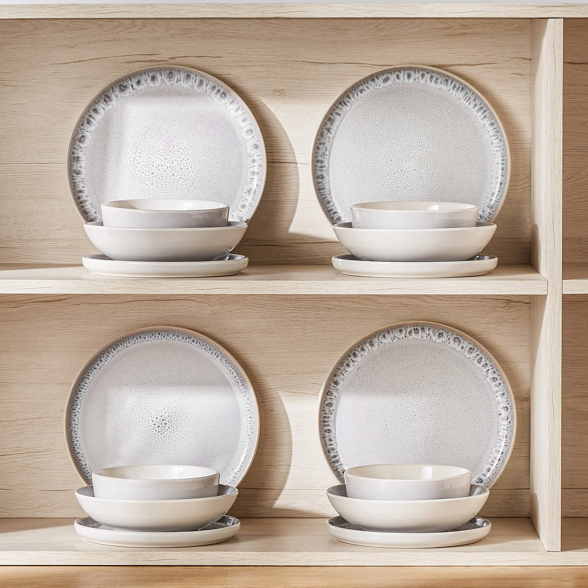 Malacasa 16 Pcs Dinnerware Sets For 4 people, Plates and Bowls Set, Stoneware Tableware Dishwasher Microwave Safe, Beige