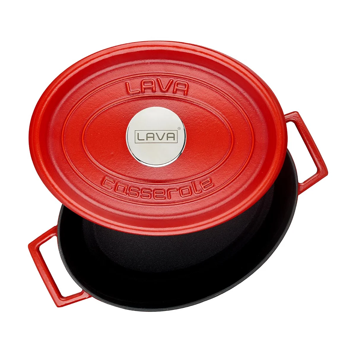 Lava Enameled Cast Iron Dutch Oven 5 Qt. Oval Spring Series with Trendy Lid Turquoise