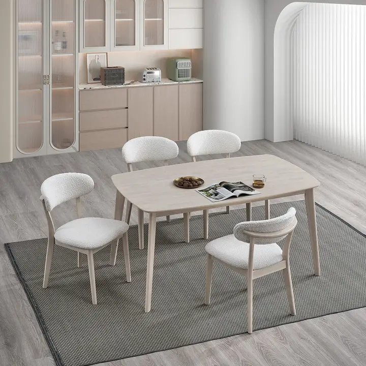 Actu Wooden Dining Table Set with Upholstered Chairs