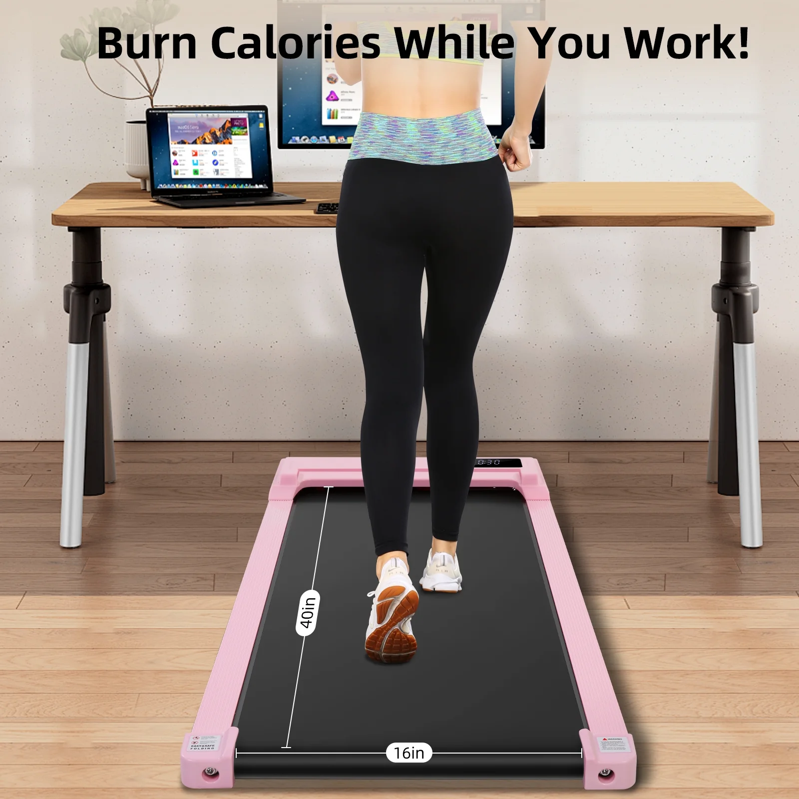 Walking Pad Treadmill, 2.5HP Under Desk Treadmill with Remote Control and LED Display, Portable Walking Treadmill for Home Office, Walking Jogging Machine with 300 lbs Weight Capacity