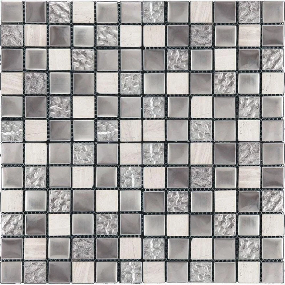 Apollo Tile   5 Pack Silver And Gray 11.7-in. x 11.7-in. Polished Glass and Stone Mosaic Tile (4.75 Sq ft/case)