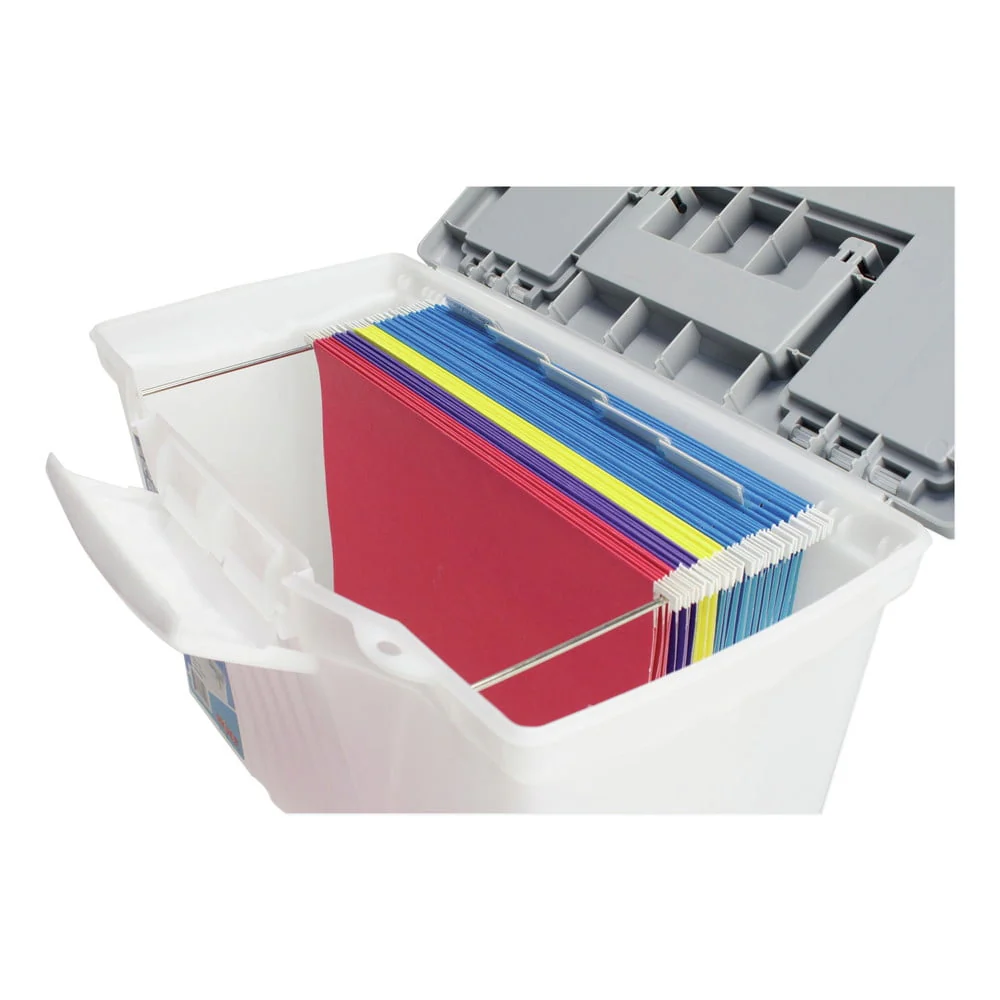 Storex Portable File Storage Box w/Organizer Lid Letter/Legal Clear 61511U01C