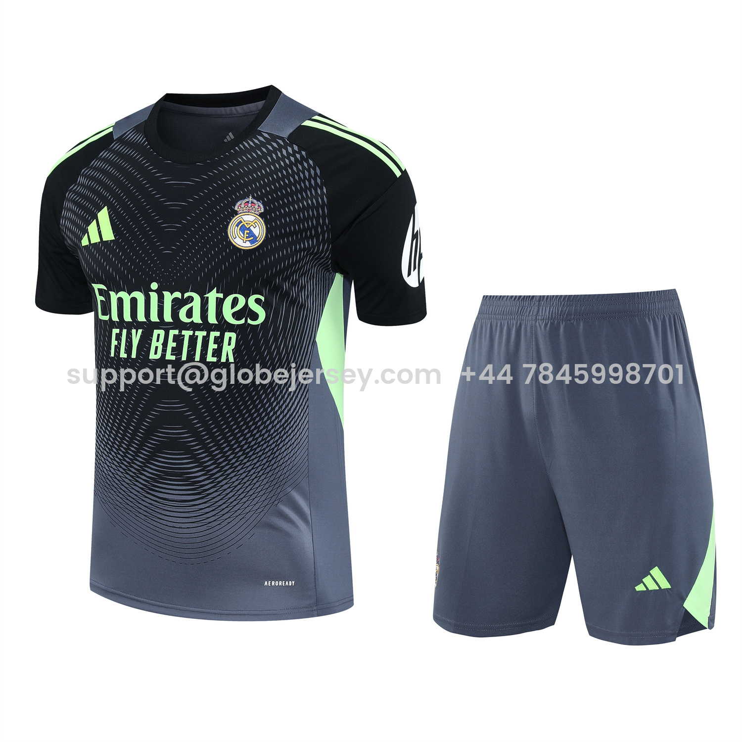 Real Madrid 25-26 Short-Sleeve Training Set - Deep Gray Top & Gray Shorts