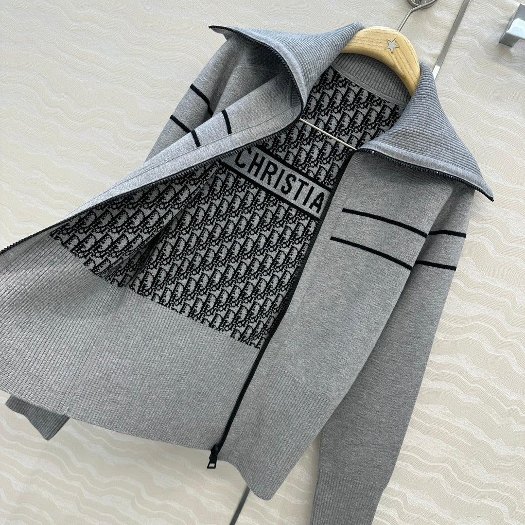 Zippered cashmere jacket Double-sided wear