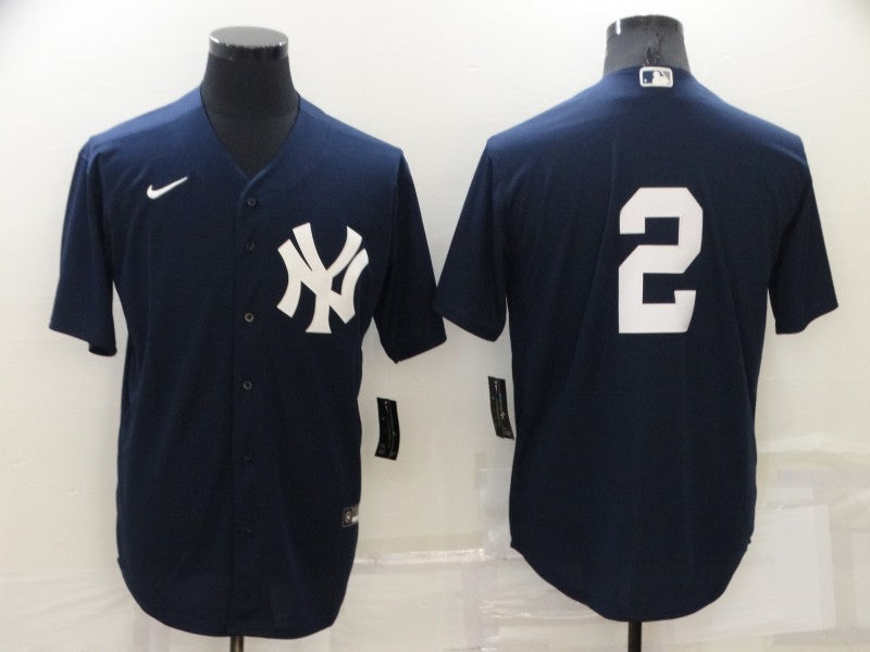 Men's New York Yankees Derek Jeter #2 Navy Replica Player Name Jersey