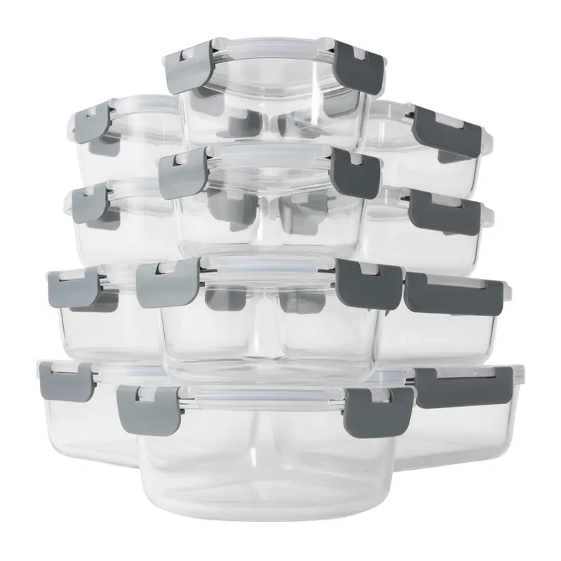 12-Piece Borosilicate Glass Food Storage Set with Airtight Lids & Stackable Design