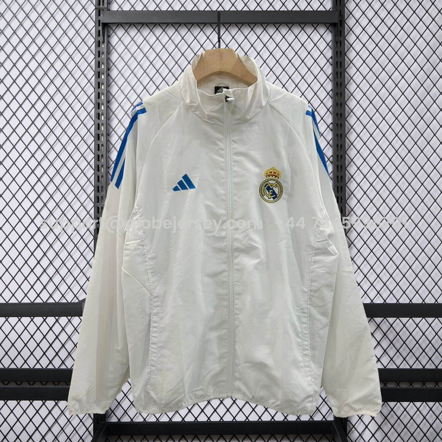 Real Madrid 25-26 White With Blue Special Windbreaker Jacket