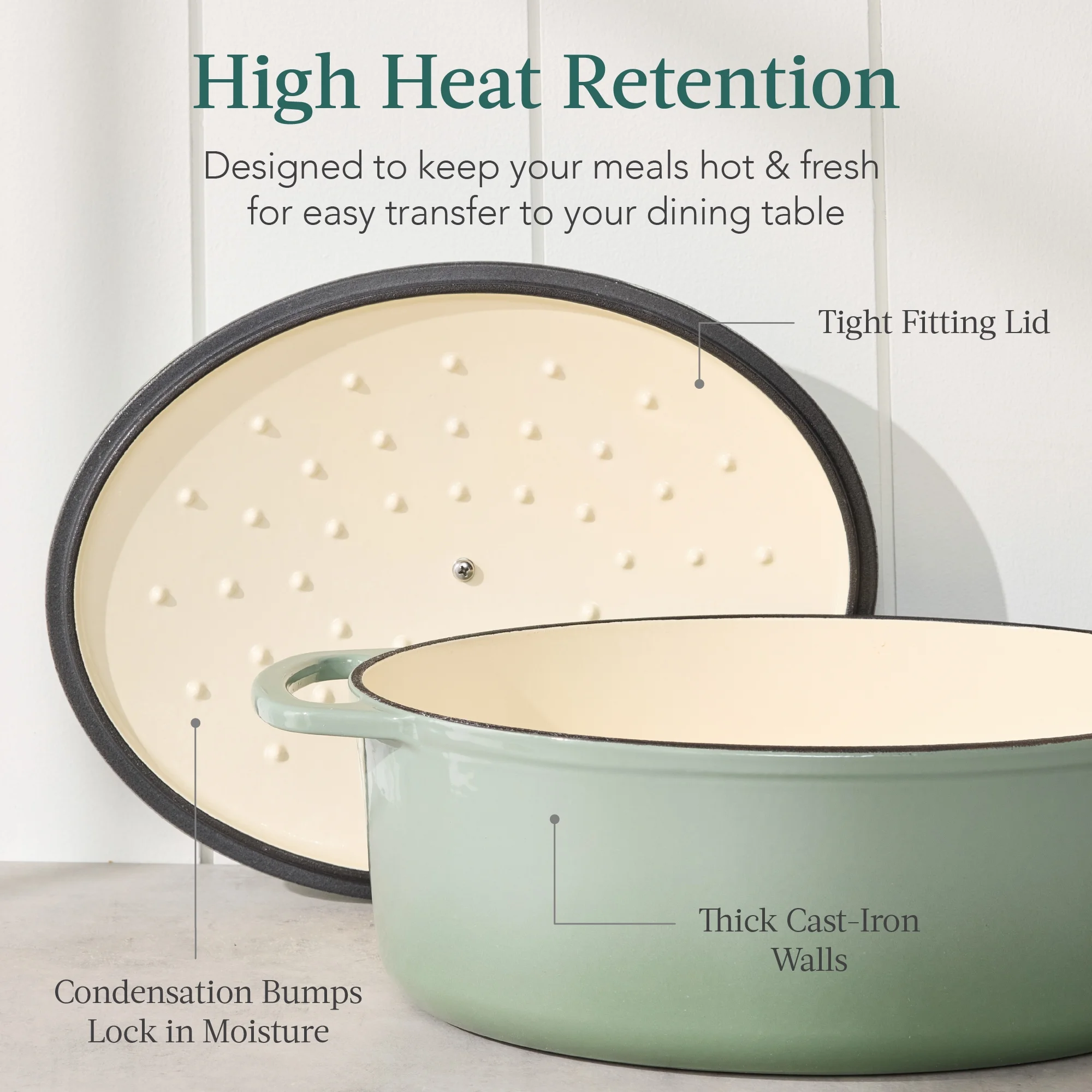 Best Choice Products Oval 7.5 Quart Cast-Iron Dutch Oven, Heavy-Duty w/ Enamel, Side Handles - Vanilla Buttercream
