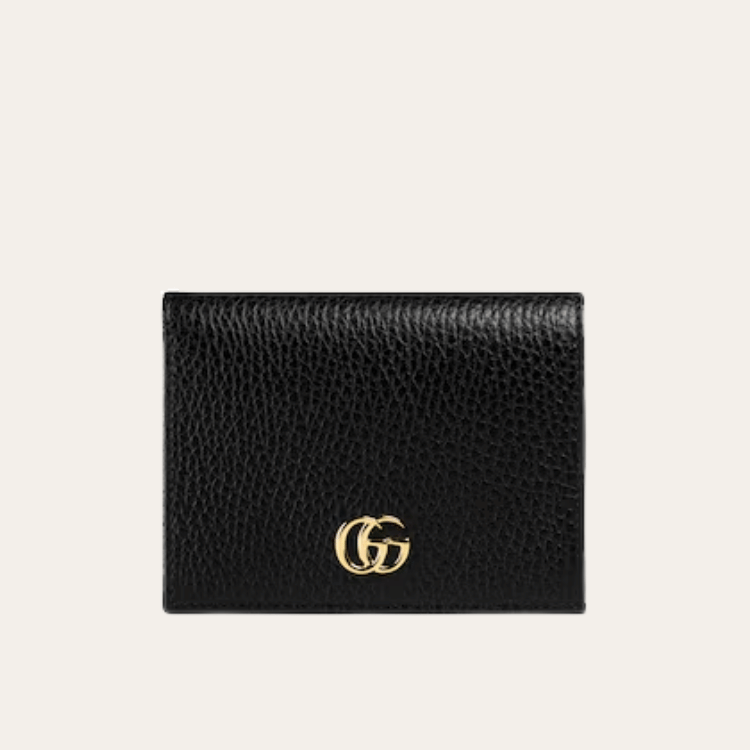 ‎Gucci Gg Marmont Card Case Wallet Black 4.3 Inches 456126 Cao0G 1000