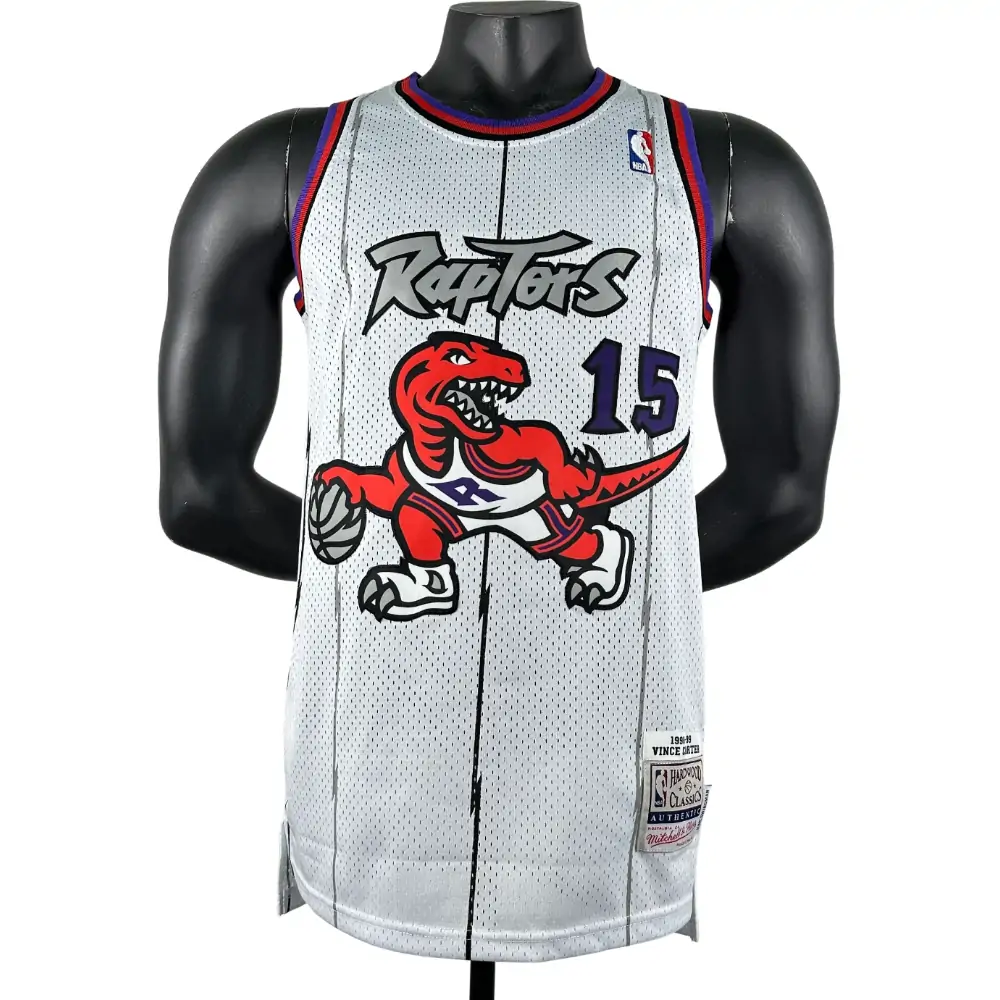 Embroidered MN Retro Jersey Raptors 98/99 Season White No. 15 Carter