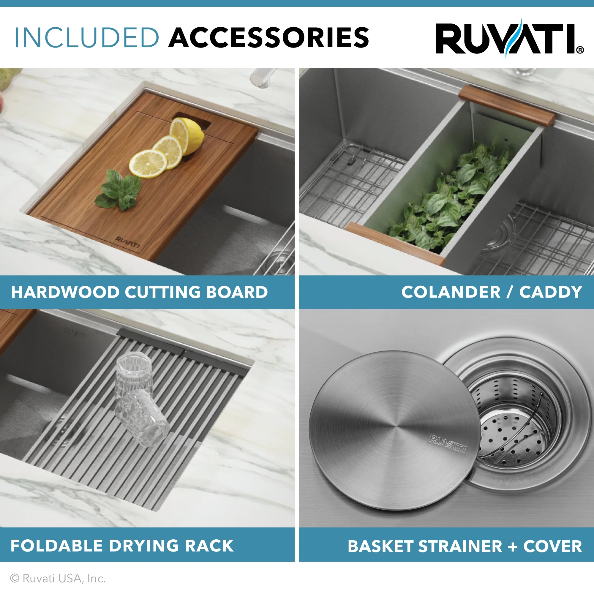 Ruvati RVH8300 Undermount 16 Gauge 32 in. Kitchen Sink Single Bowl