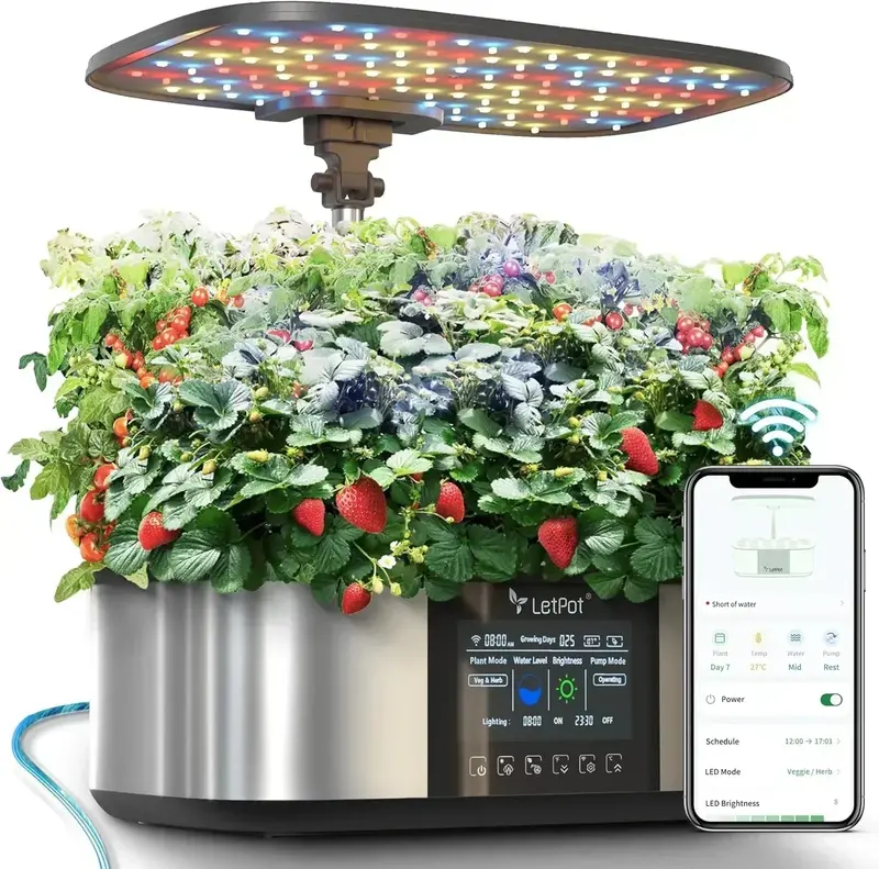 12-Plant Smart Hydroponic Indoor Garden: App-Controlled Growing System with Full-Spectrum Lighting