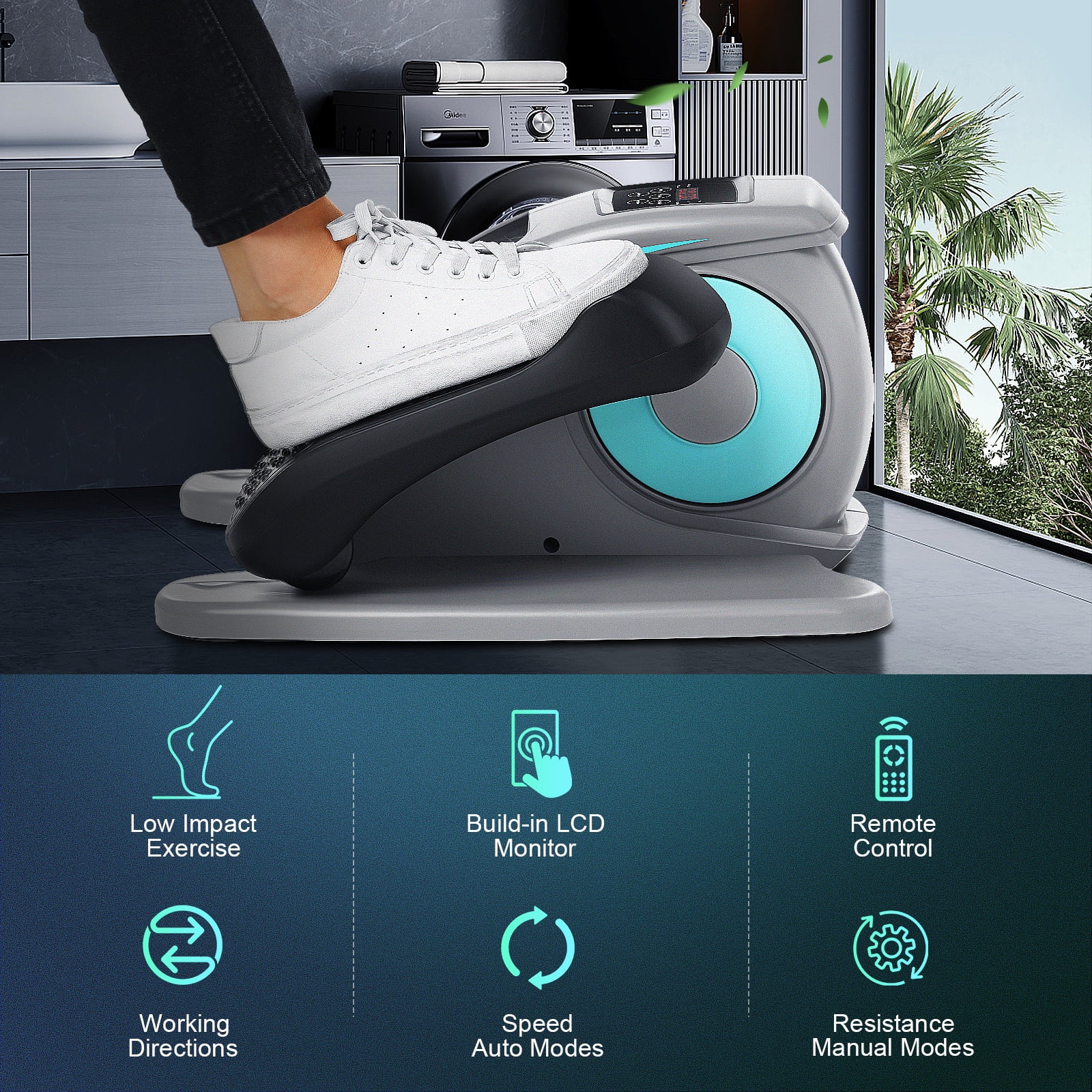 Elliptical Machine, Under Desk Elliptical with Remote Control, Quiet Home Ellipse Exerciser for Seniors