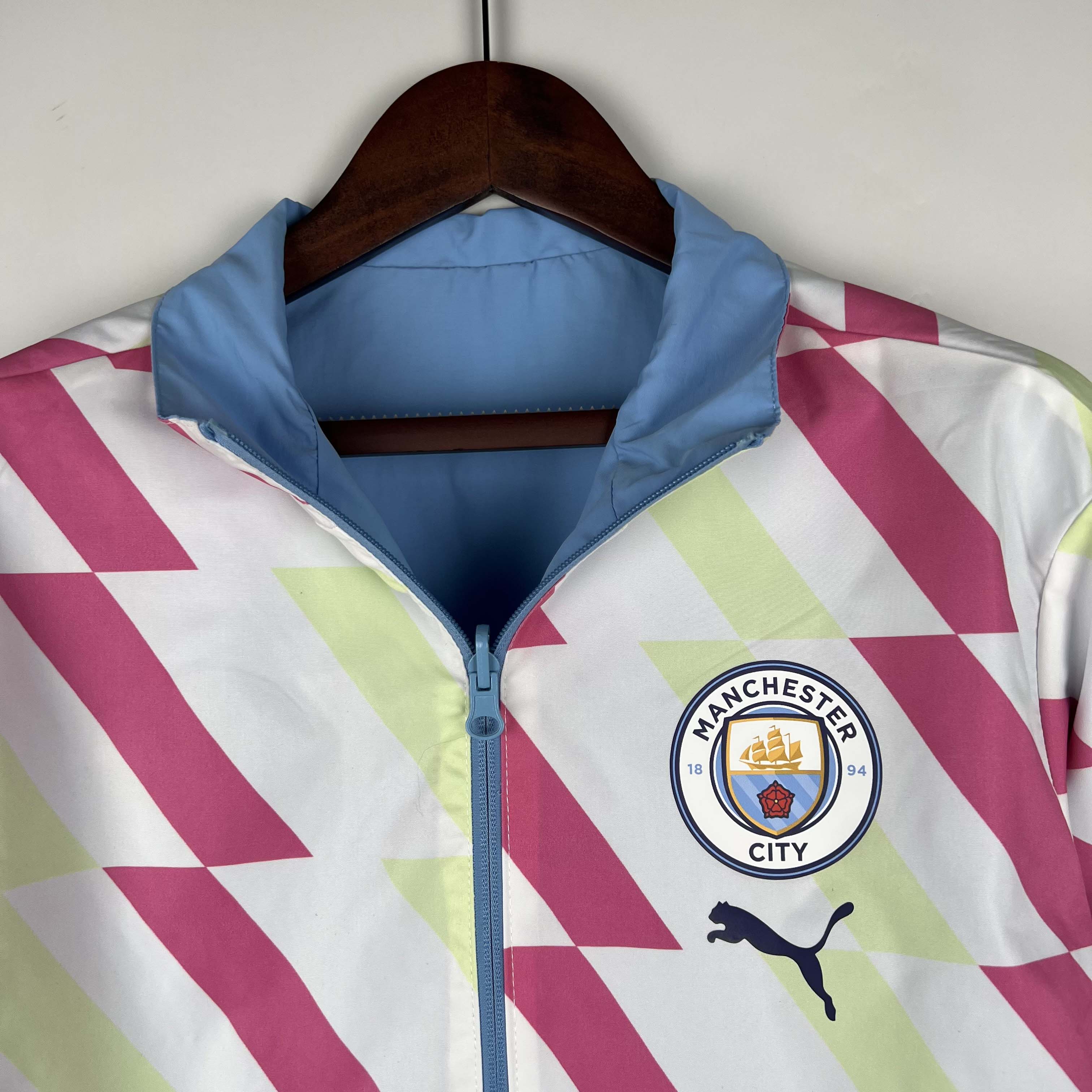 2023/2024 Manchester City Reversible Windbreaker Blue Soccer Jersey 1:1 Thai Quality