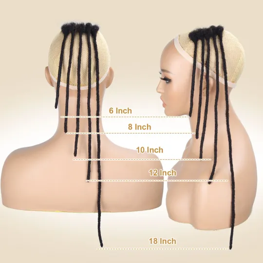 #1B Black Loc Extensions Human Hair, 0.6 cm Width Human Hair Dreadlock Extensions 6-18 Inch