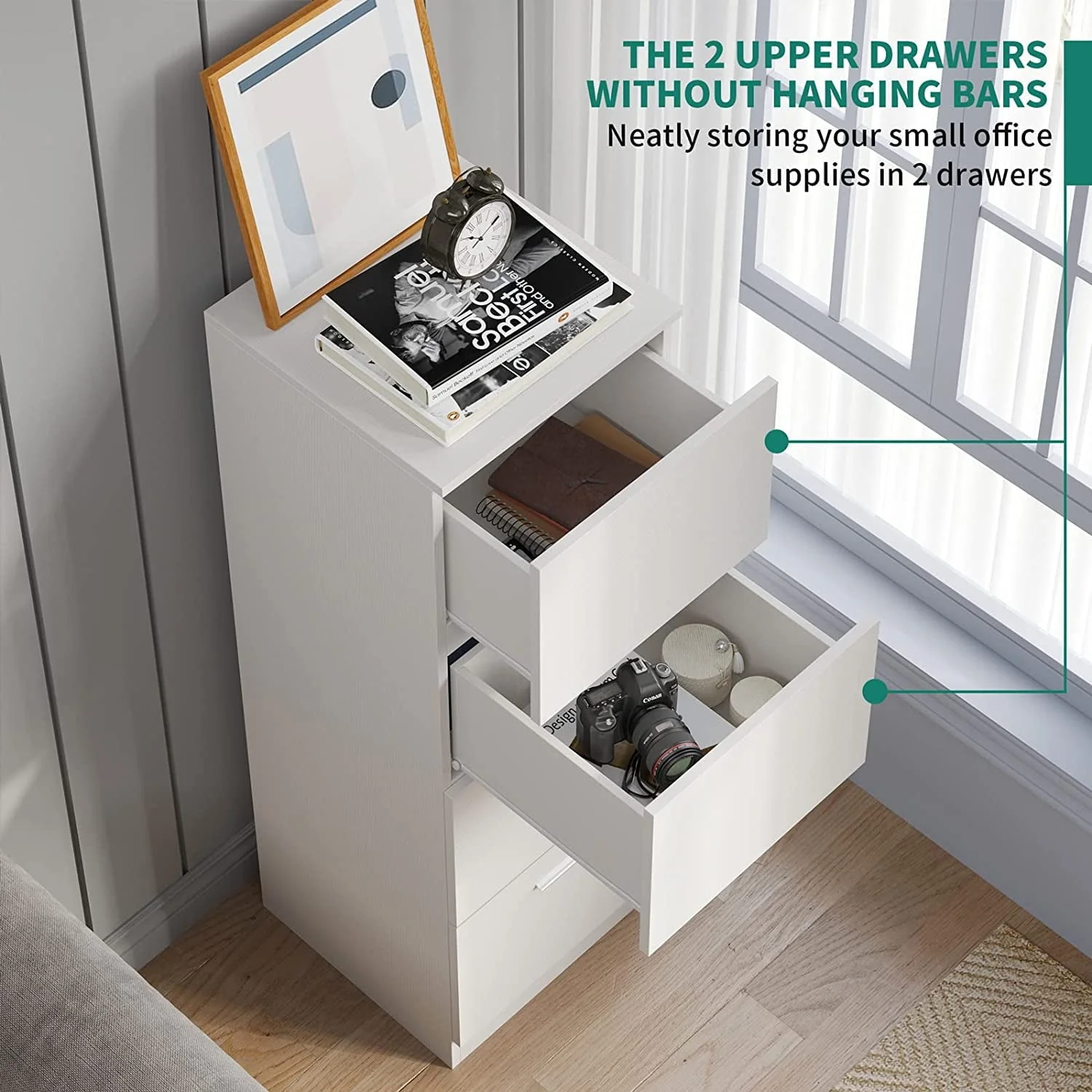 DEXTRUS 4-Drawer Wood File Cabinet with Lock, 15.86