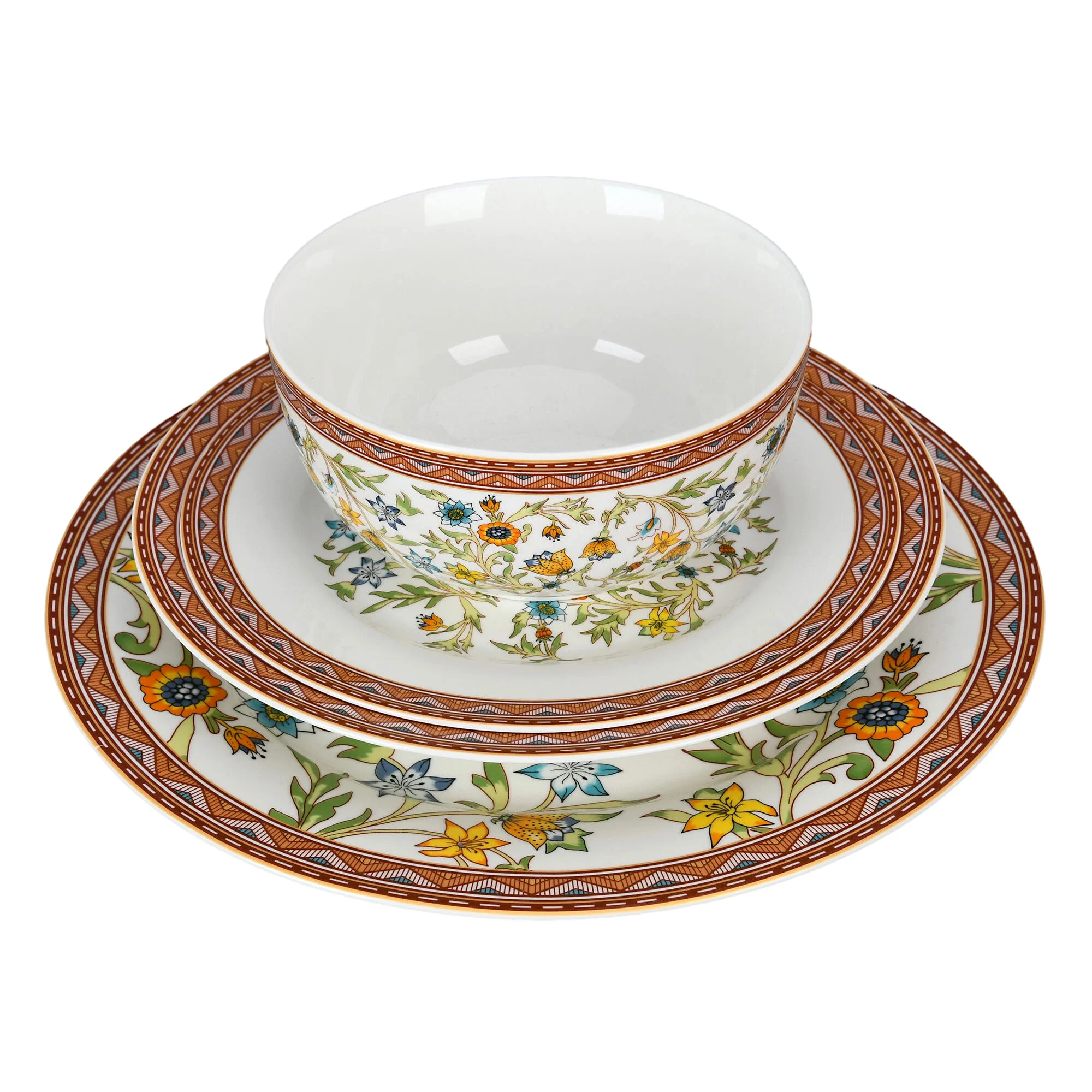 STPgoods Fleurs des Prairies Bone China Dinnerware Set of 16 Service for 4 in Gift Box