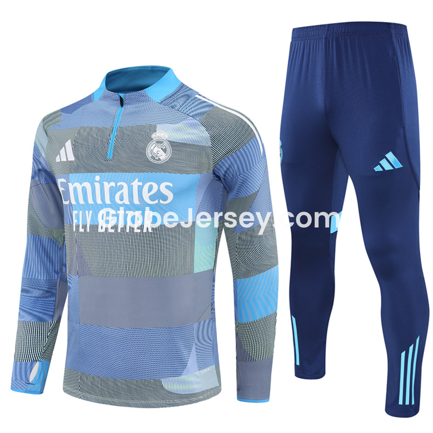 Real Madrid 25-26 Long Sleeves Training Set - Blue-Gray Camouflage Top & Blue Pants