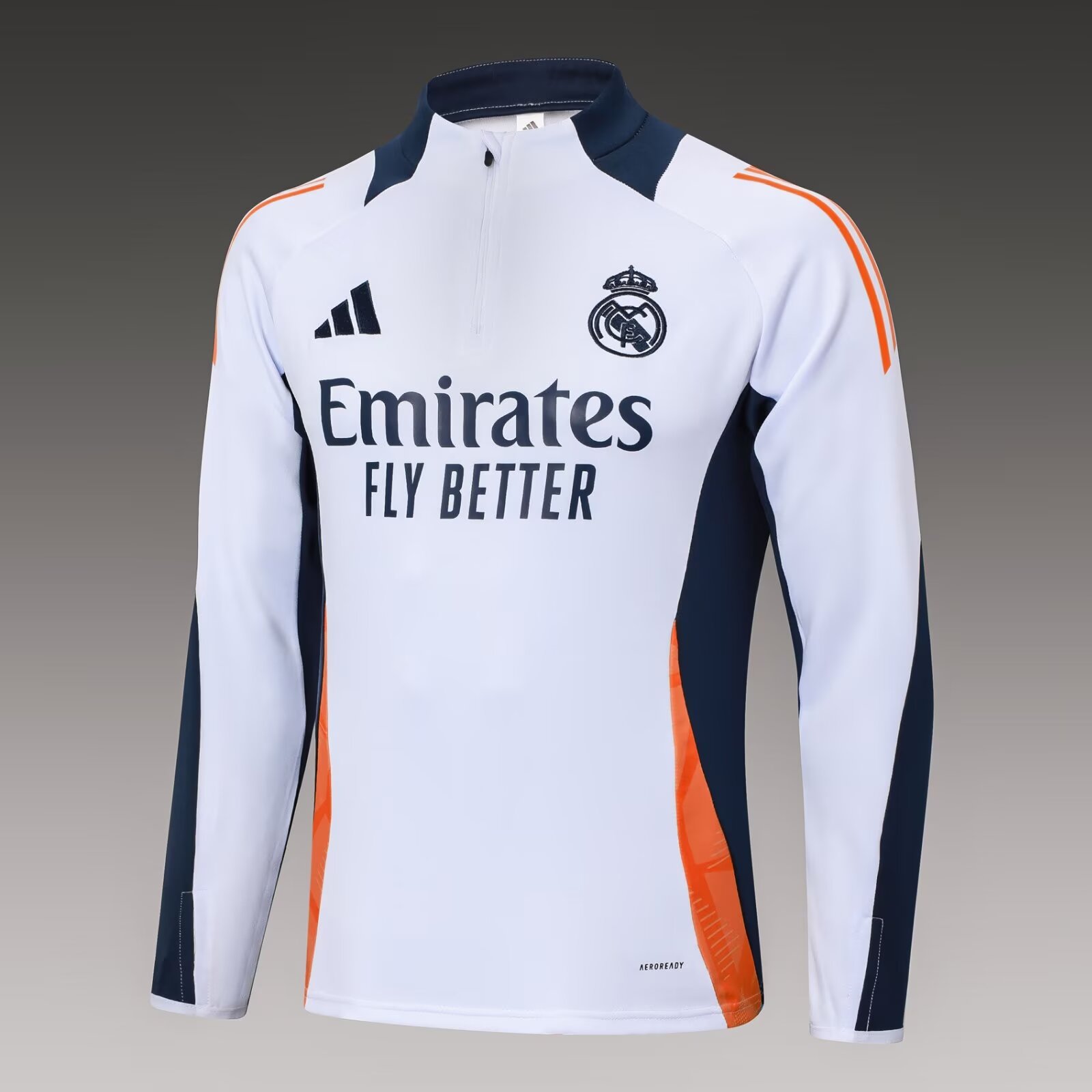 2024/2025 Real Madrid Half-Pull Training Suit White-Black Football Shirt 1:1 Thai Quality
