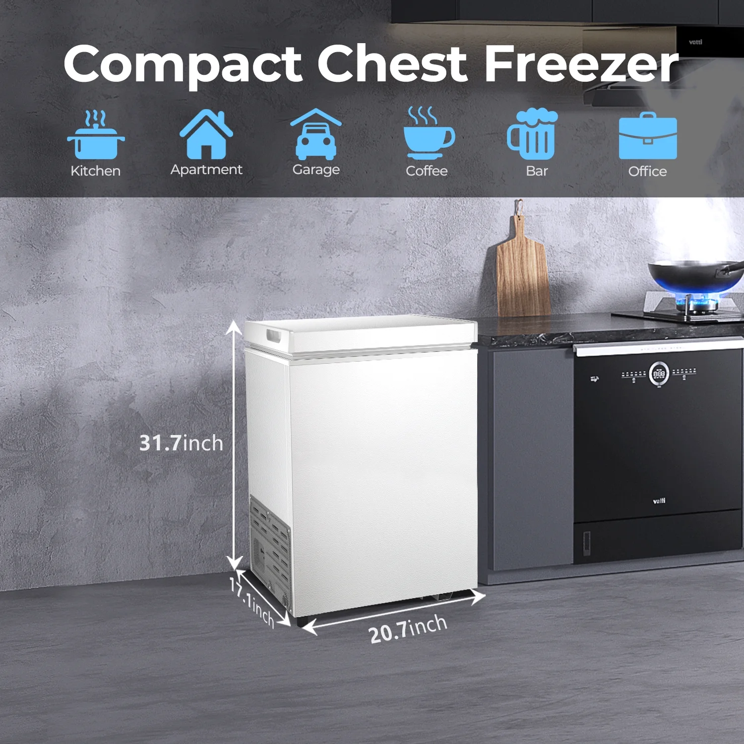 WAA 2.8 Cubic Feet Chest Freezer with Removable Basket Free Standing Top Open Door Compact Freezer with Adjustable Temperature for Home/Kitchen/Office/Bar (White)