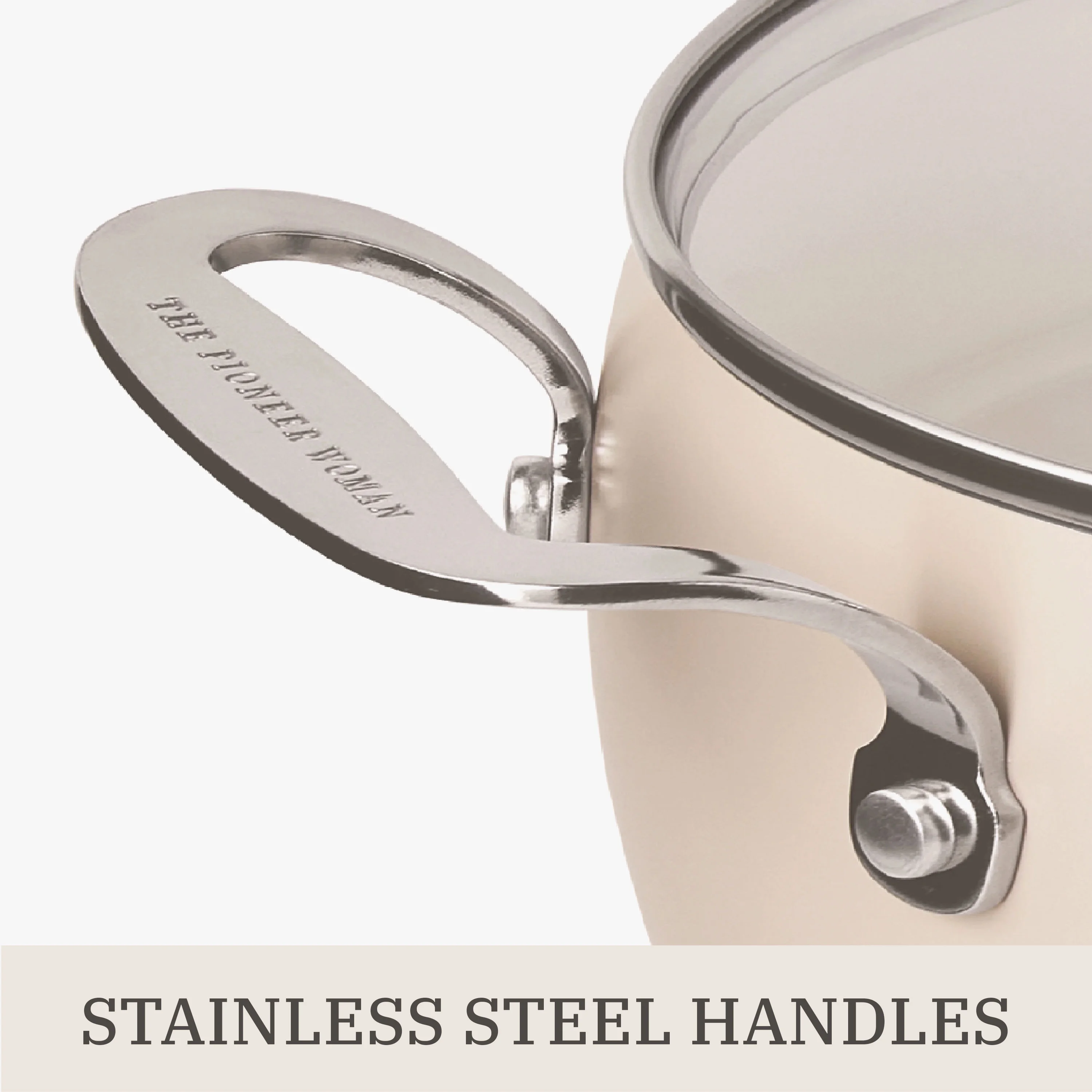 The Pioneer Woman Harlow 15-Piece Cookware Set, Ceramic Non-Stick Pots and Pans Set, Taupe