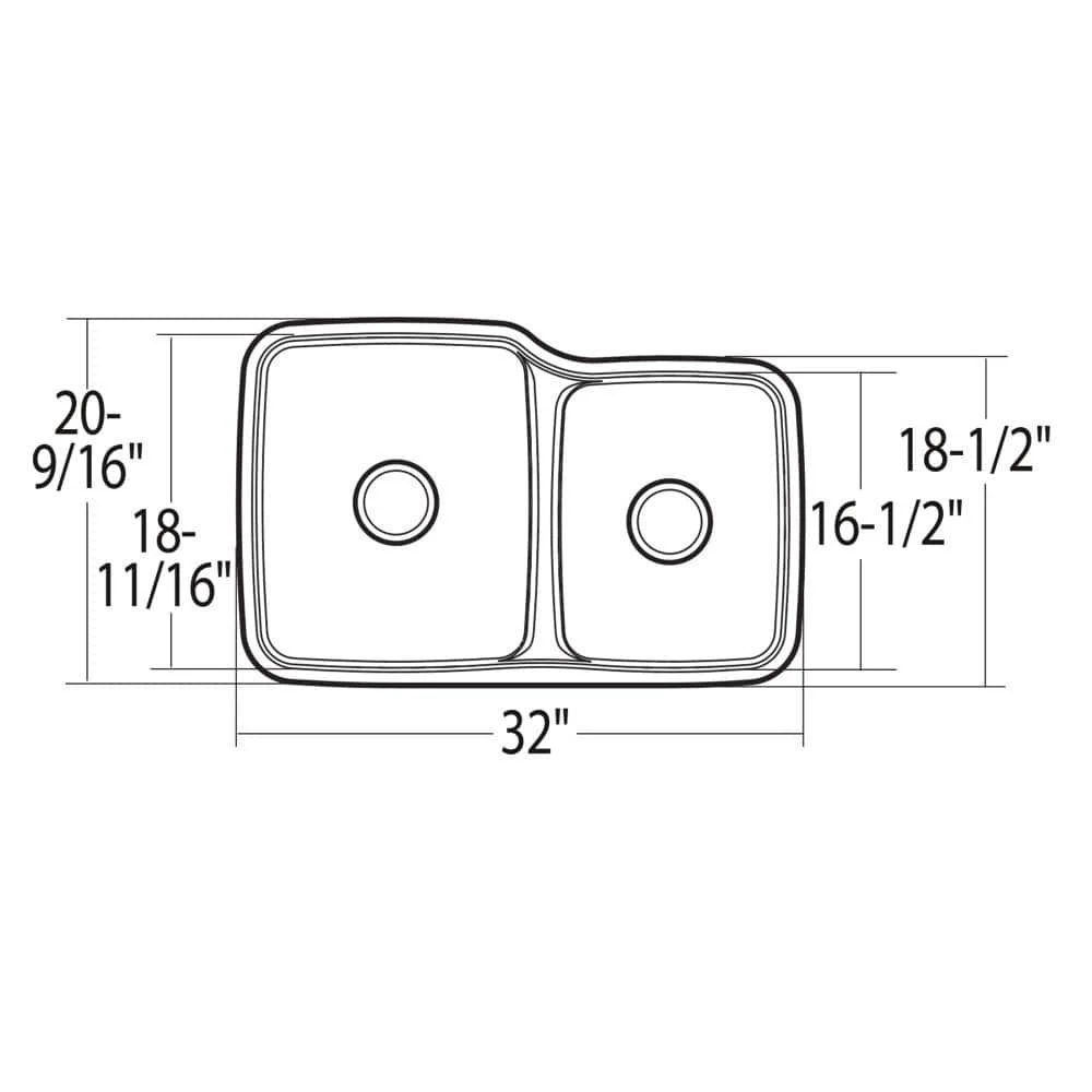 Moen 1800 Series 31-57/64X20-11/16 Stainless Steel 18 Gauge Double Bowl Sink