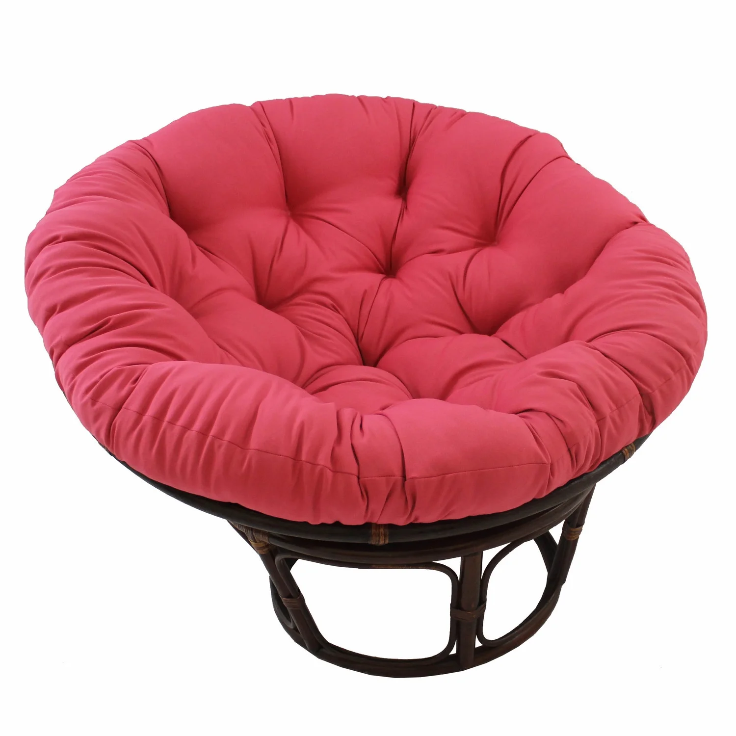 42-Inch Rattan Papasan Chair with Solid Twill Cushion -Royal Blue