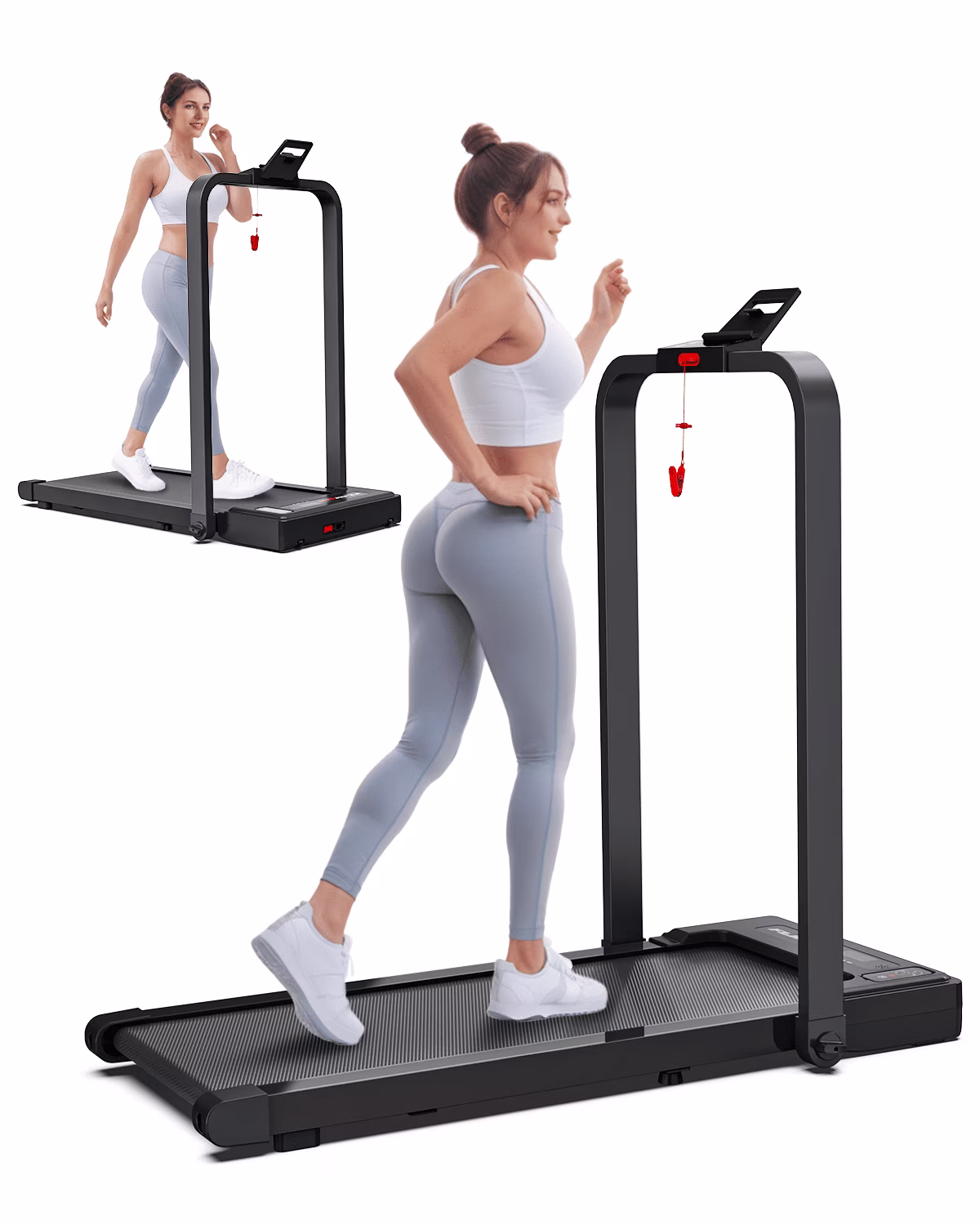 [TREADMILL CLEARANCE] FYC 2.5HP Folding Treadmill with Adjustable Height Desk & Incline - Compact Electric Treadmill Bluetooth Speaker for Running Walking Foldable Portable  (Silver)
