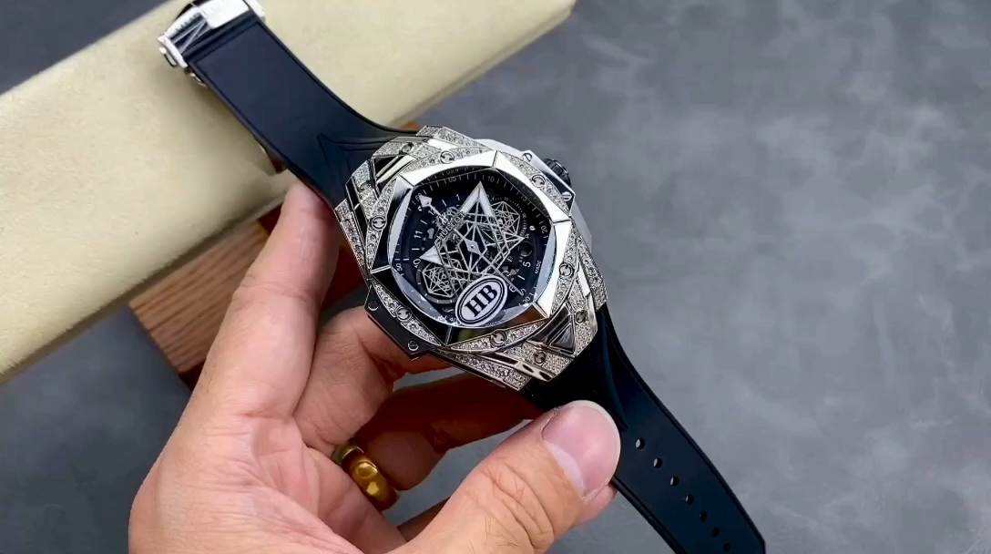 【Super Clone】418.NX.1107.RX.1604.MXM20 Hublot Big Bang Sang Bleu II Titanium Pave