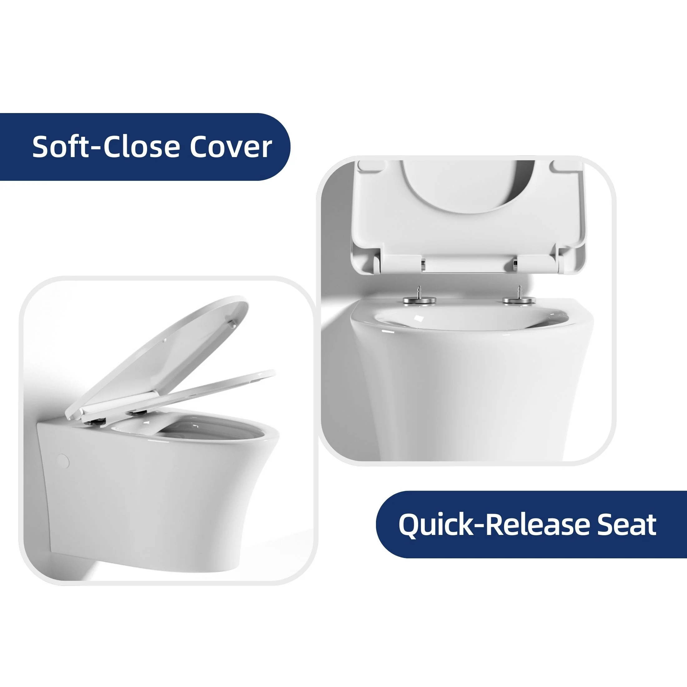 Los Flexi Compact Wall-Mount Toilet Set - Round Bowl, In-Wall Tank, Tornado Flush, Actuator Plate Included