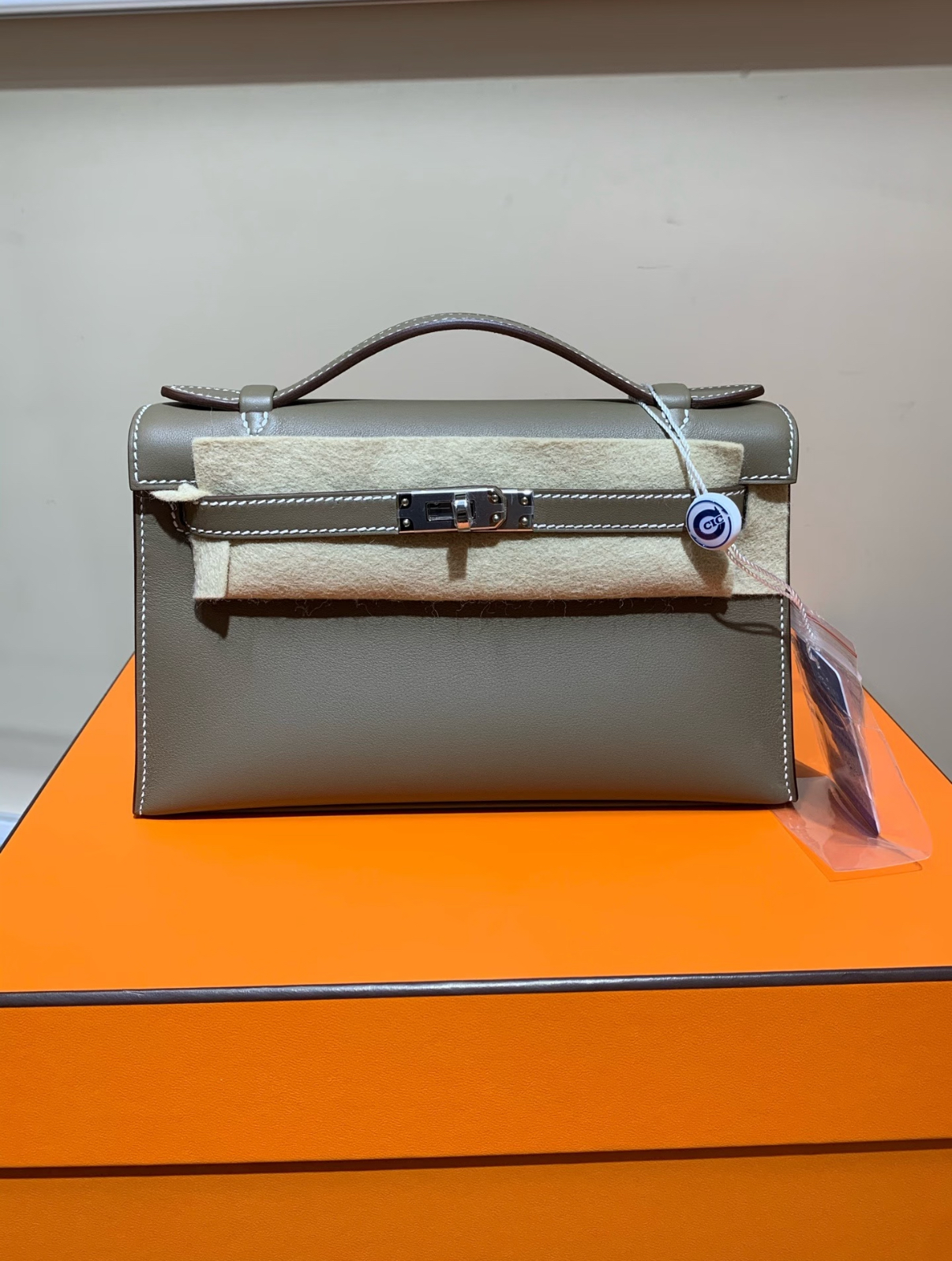 Hermès Kelly mini 1 elephant gray silver buckle custom