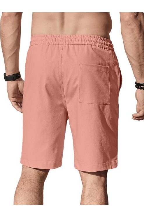 Men's Linen Shorts Casual Elastic Waist