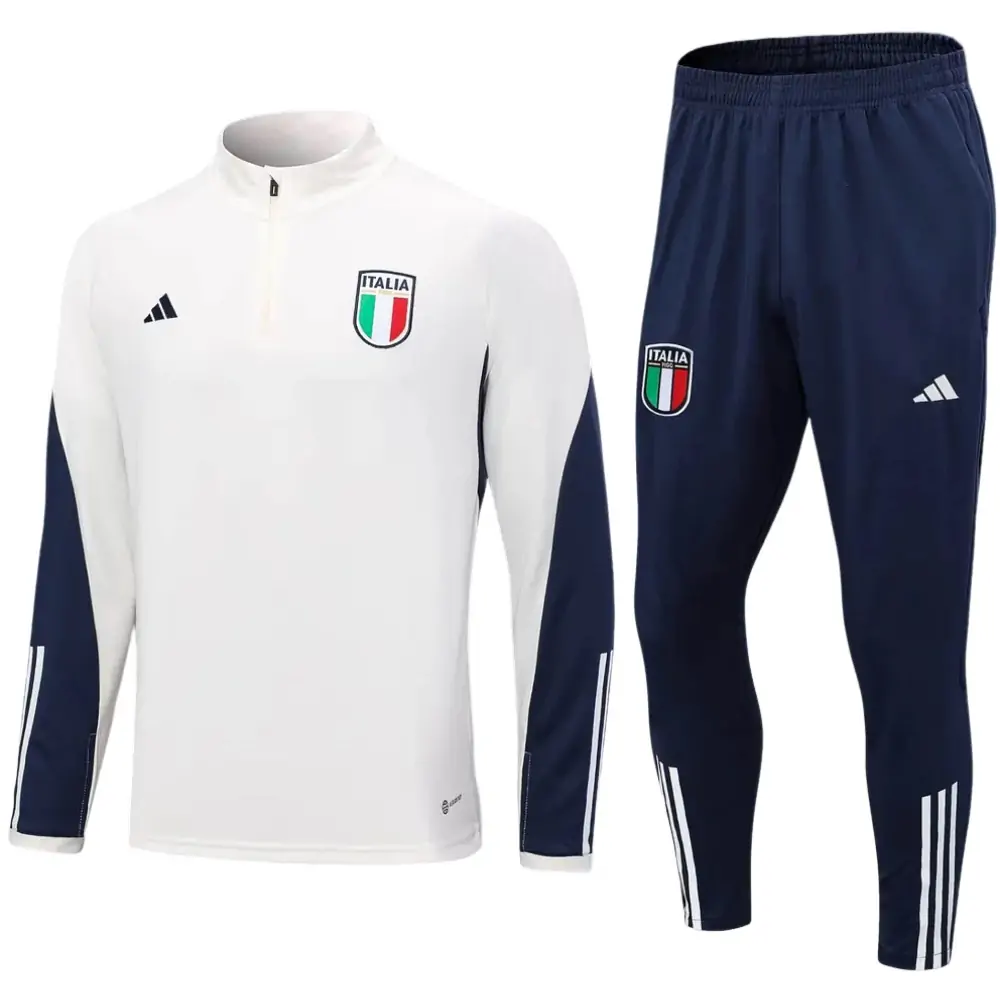 2023/2024 Italy Half-Pull Training Suit Off-White Soccer Shirt Set