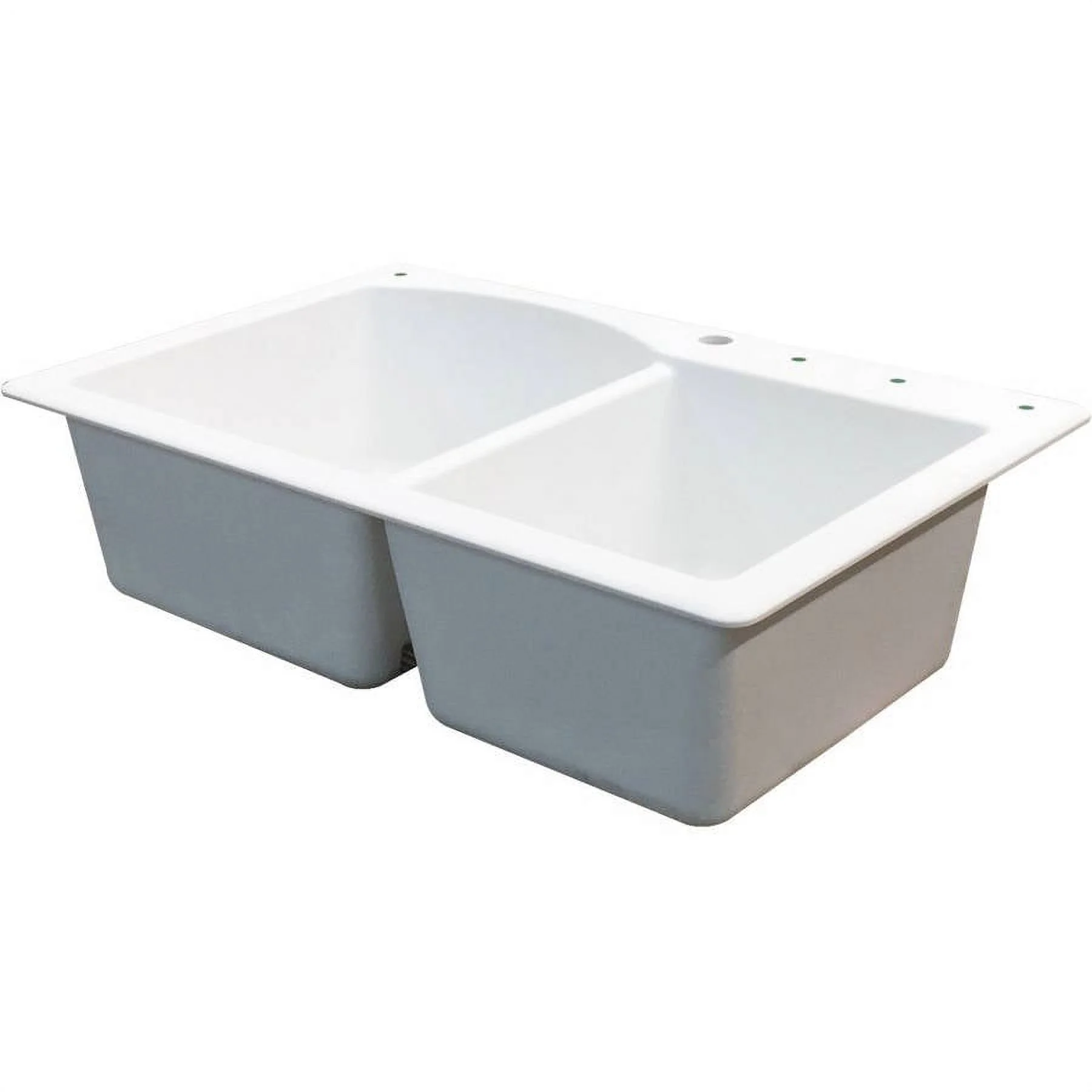 Transolid Aversa 33in x 22in silQ Granite Drop-in Double Bowl Kitchen Sink with 3 BDE Faucet Holes, In Cafe Latte