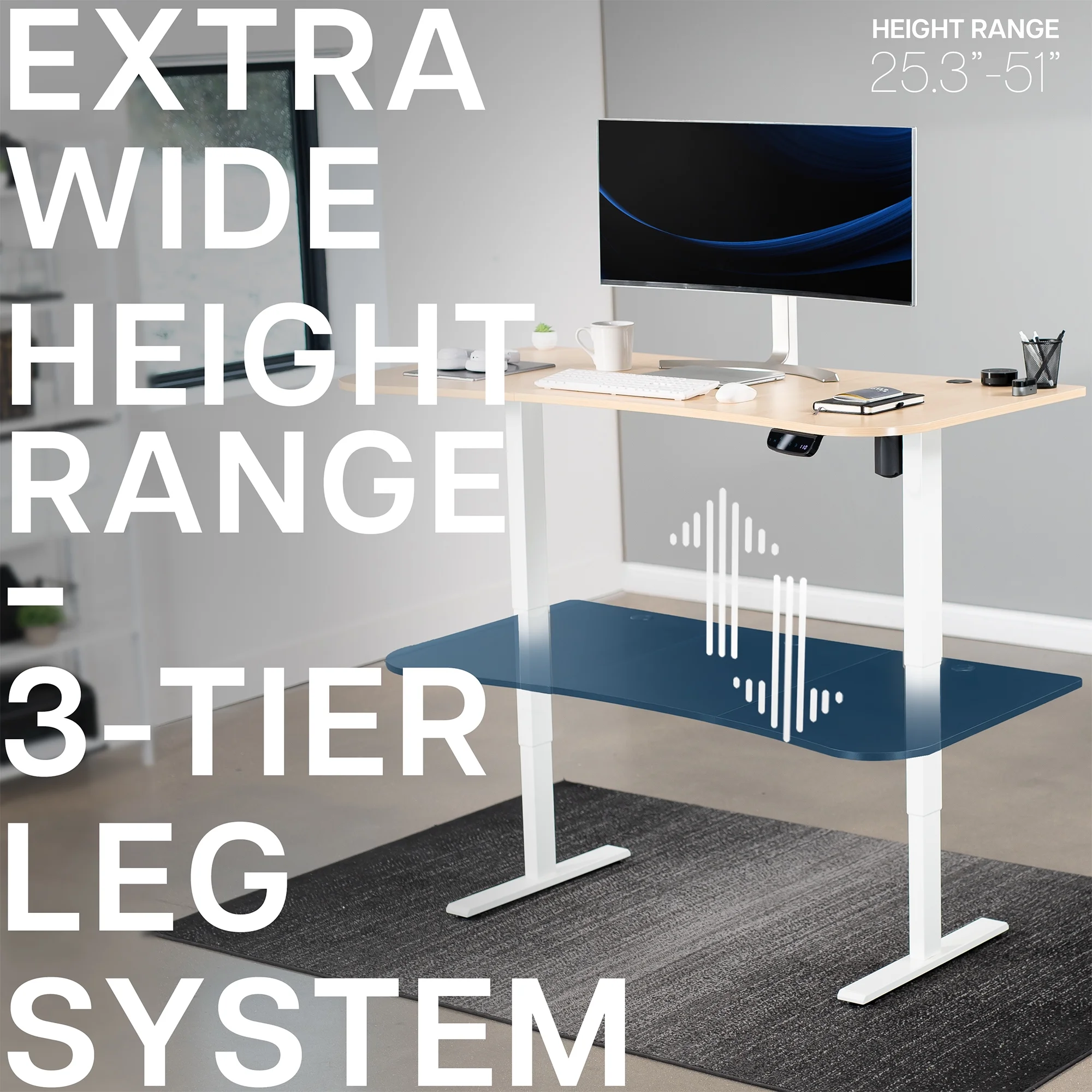 VIVO Reclaimed Wood / Black 63�?x 32�?Electric Height Adjustable Stand Up Desk