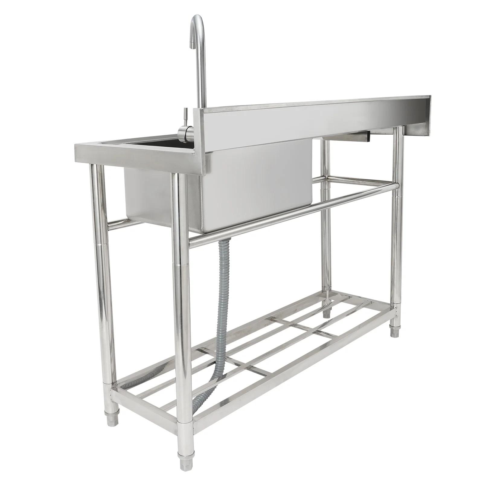 KFFKFF Commercial Utility & Prep Sink Single Bowl w/Workbench 47.2x19.7x37.4 in