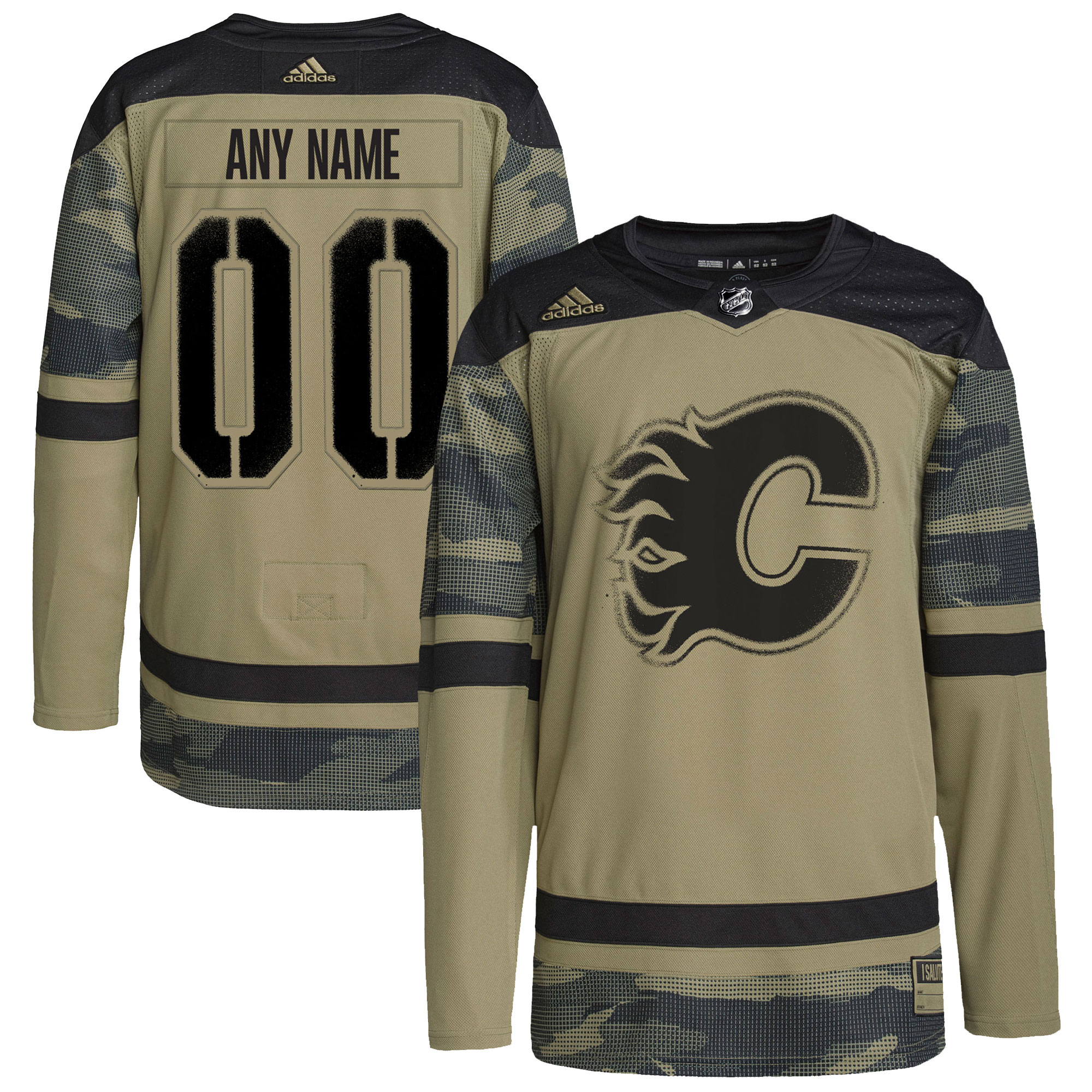 Calgary Flames  Logo Military Appreciation Team  Custom Practice Jersey – Camo