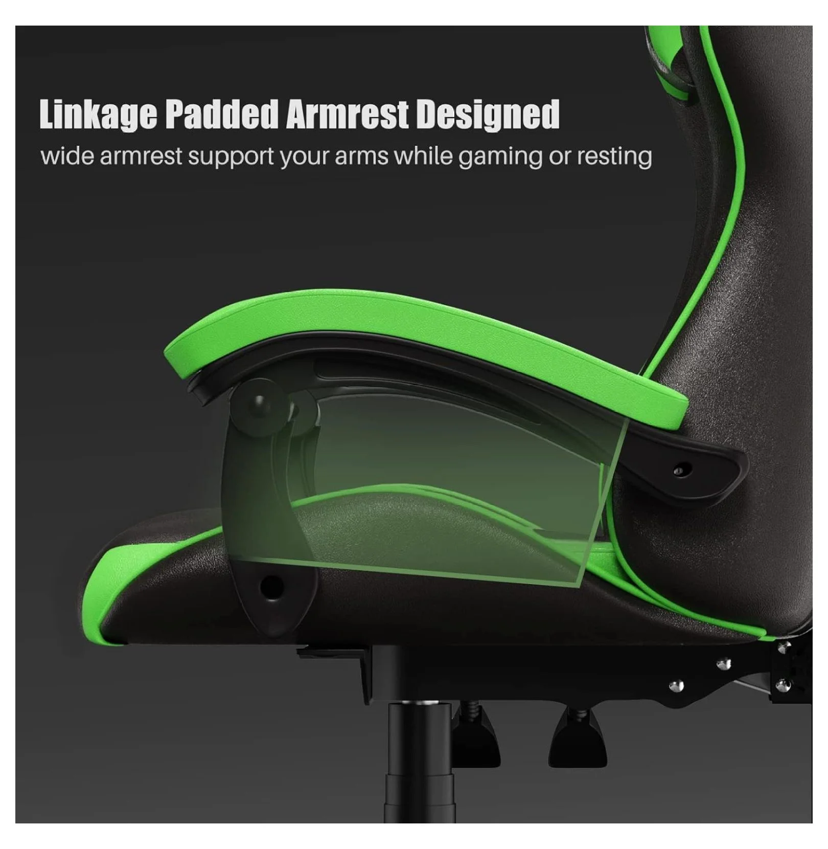 Gaming Chair Office Chair, Reclining High Back PU Leather Computer Desk Chair with Headrest and Lumbar Support, Adjustable Swivel Rolling Video Game Chairs Ergonomic Racing Chair, Green