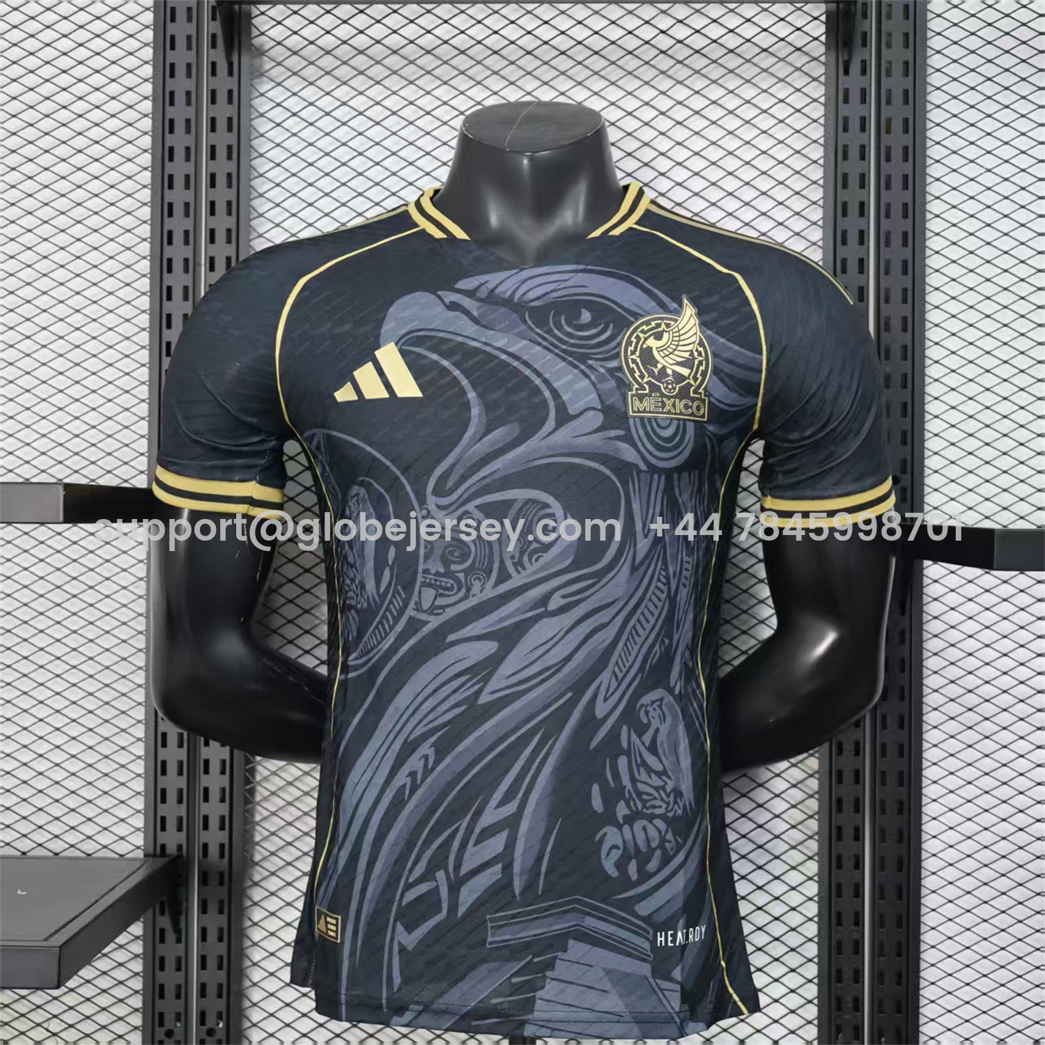 Mexico 25-26 Grey Eagle Sketch Black Gold Special Jersey - Player Version