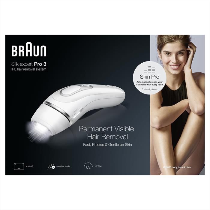 BRAUN - Epilatore LUCE PULSATA PL3020-BIANCO/GRIGIO